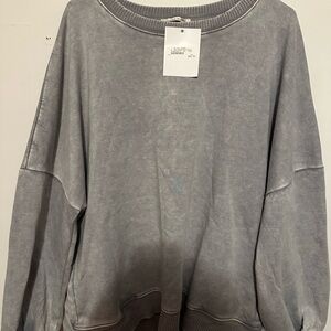 Zenana Outfitters Light Gray Pullover